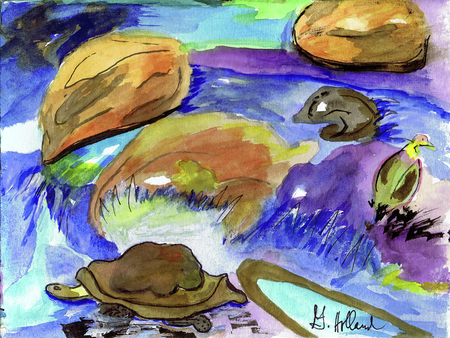 San Diego turtles Painting by Genevieve Holland