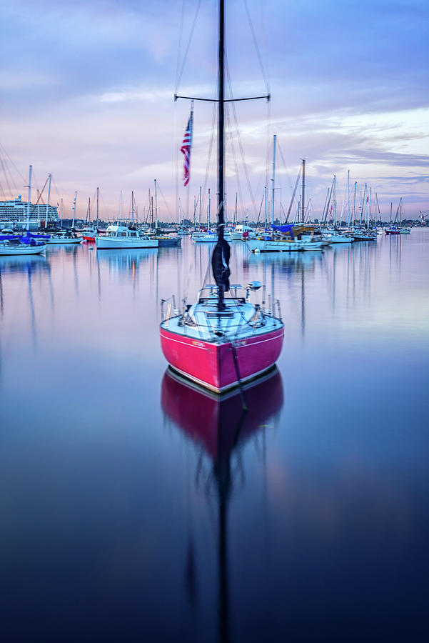 San Diego Harbor Red Boat Photograph by Joseph S Giacalone
