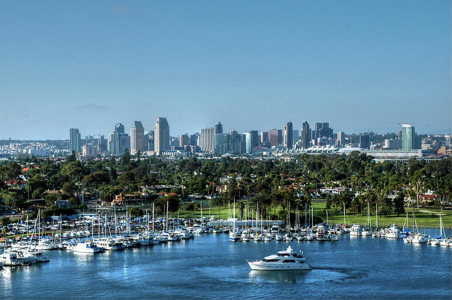 San Diego Harbor With Cityscape - California Photograph