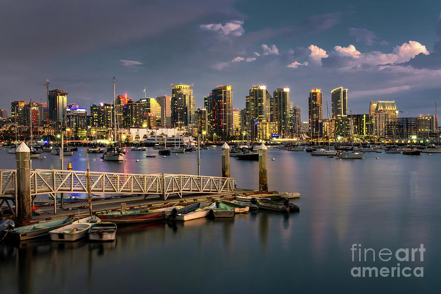 San Diego skyline and harbor at night Photograph by Delphimages Photo Creations
