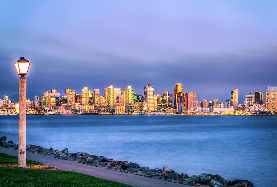 San Diego Skyline By Lamplight Photograph by Joseph S Giacalone