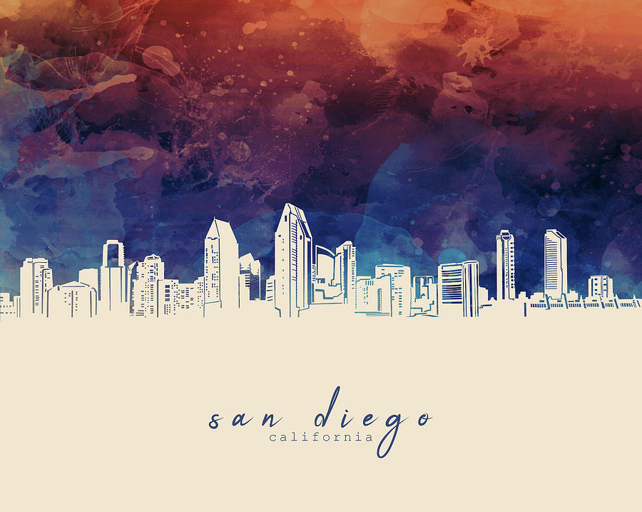 San Diego Skyline Panorama 3 Digital Art