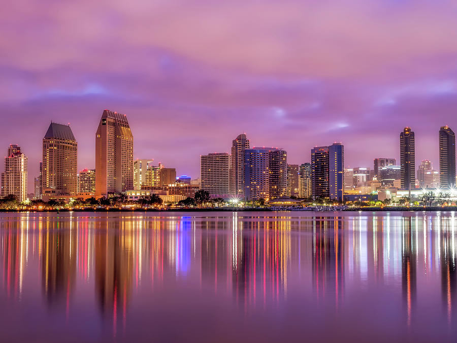 San Diego Skyline Purple Dawn Photograph by Joseph S Giacalone