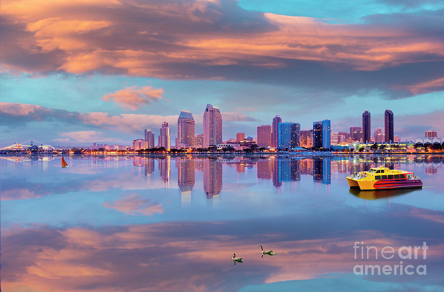 San Diego Sunset Skyline  Photograph by David Zanzinger