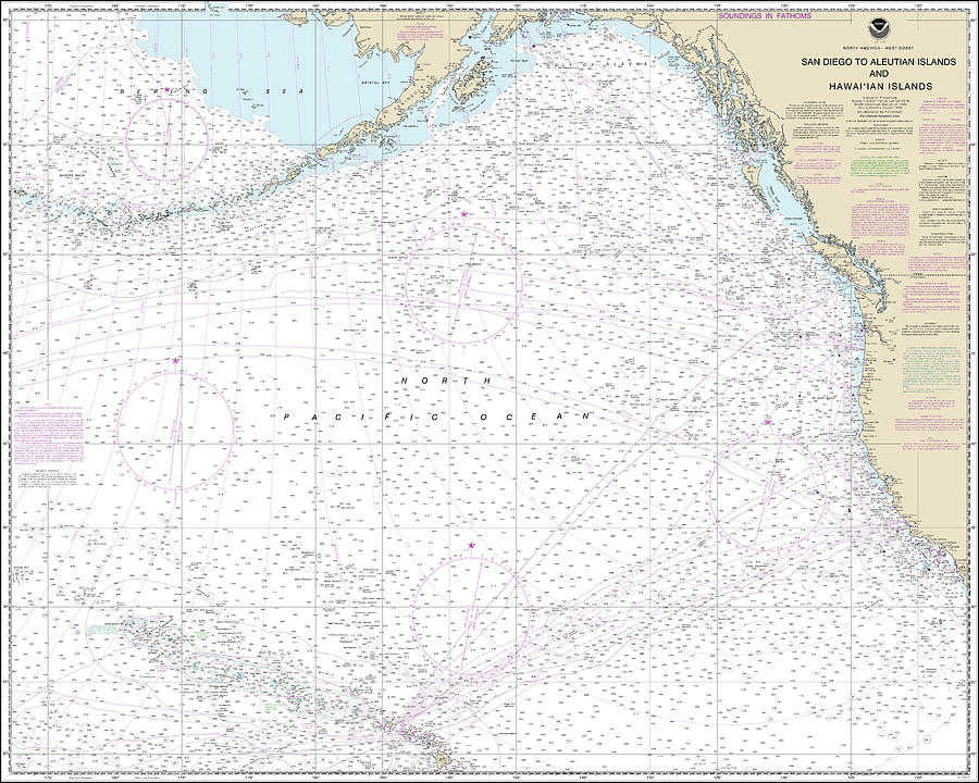 San Diego to Aleutian Islands and Hawaiian Islands Nautical Chart 530 ...