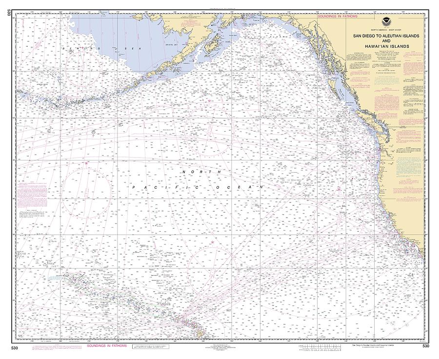 San Diego To Aleutian Islands And Hawaiian Islands, Noaa Chart 530 ...