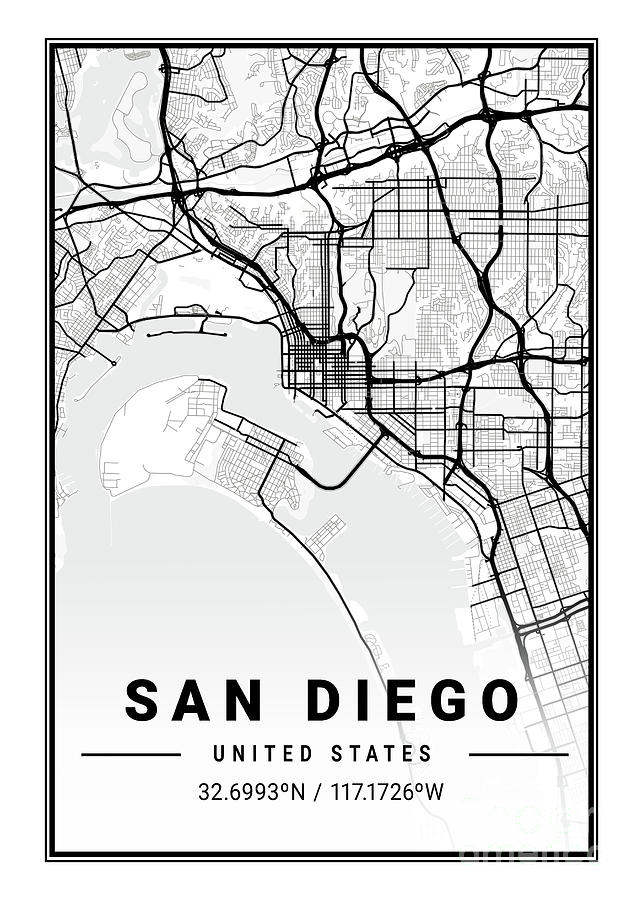 San Diego United States Light City Map Digital Art By Tien Stencil Pixels 4512