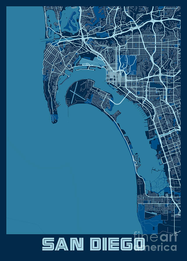 San Diego United States Peace City Map Digital Art By Tien Stencil Fine Art America 5236