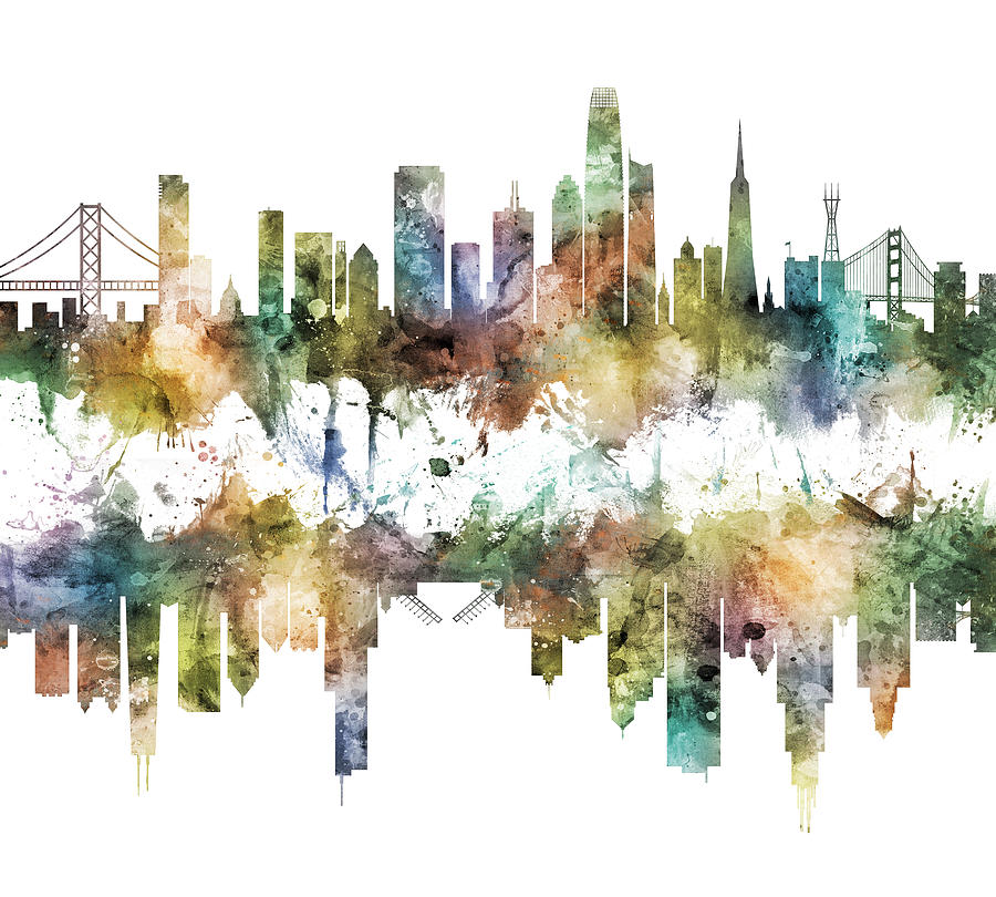 San Francisco and Chicago Skylines Digital Art by Michael Tompsett