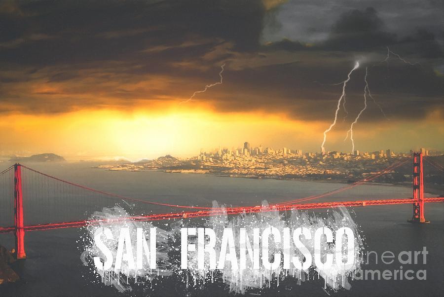 San Francisco and Golden Gate Bridge Digital Art by Stefano Senise