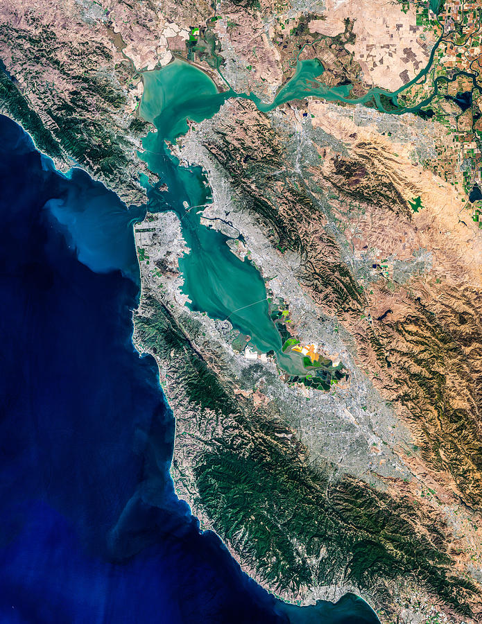 San Francisco Bay Area Satellite Image, California, USA Photograph by Satellite Earth Art
