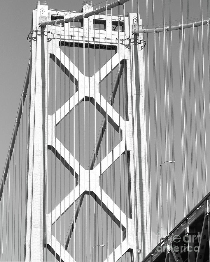 Black And White Photograph - San Francisco Bay Bridge at The Embarcadero . Black and White Photograph . 7D7760 by Wingsdomain Art and Photography