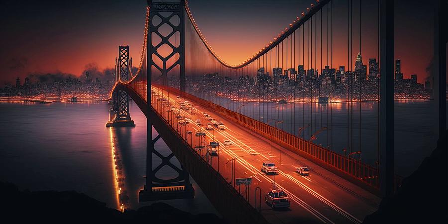 San Francisco Bay Bridge Digital Art by John Carothers - Fine Art America