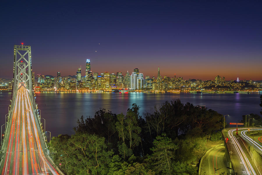 San Francisco Bay Bridge Nightscape Photograph by Scott McGuire