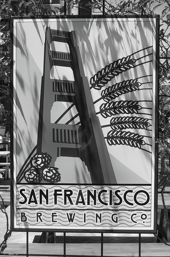 San Francisco Brewing Co Sign Black and White Photograph by Shawn OBrien