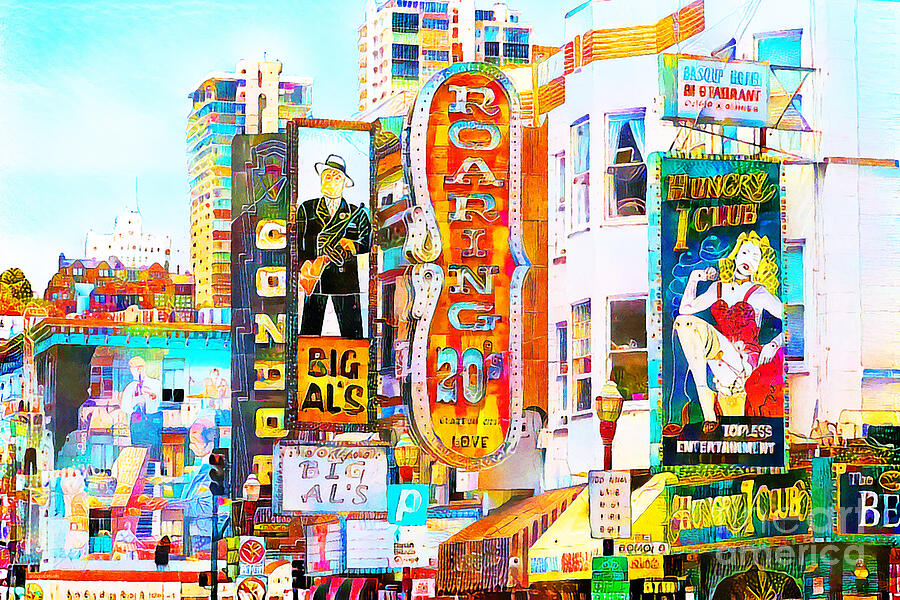 San Francisco Broadway in Bright Vibrant Color Motif 20200505 Photograph by Wingsdomain Art and Photography