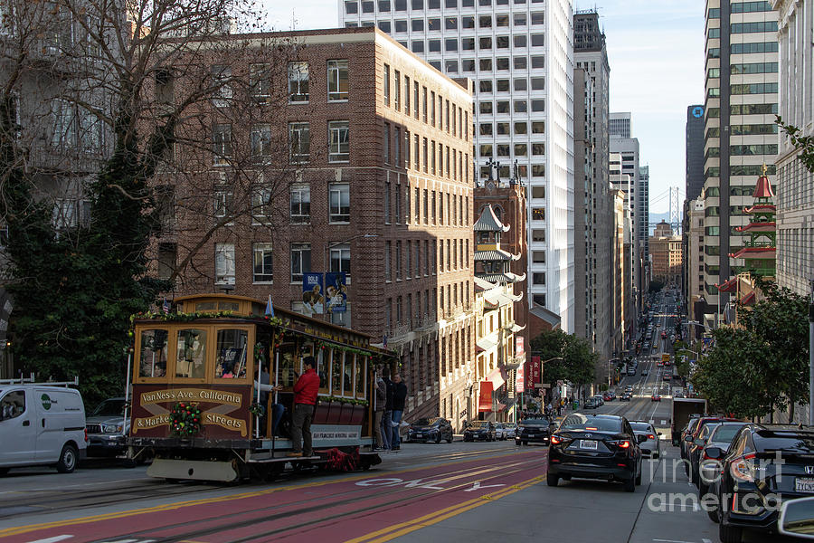 San Francisco Cable Car Climbing The Hills of California Street R1683 Photograph by Wingsdomain Art and Photography