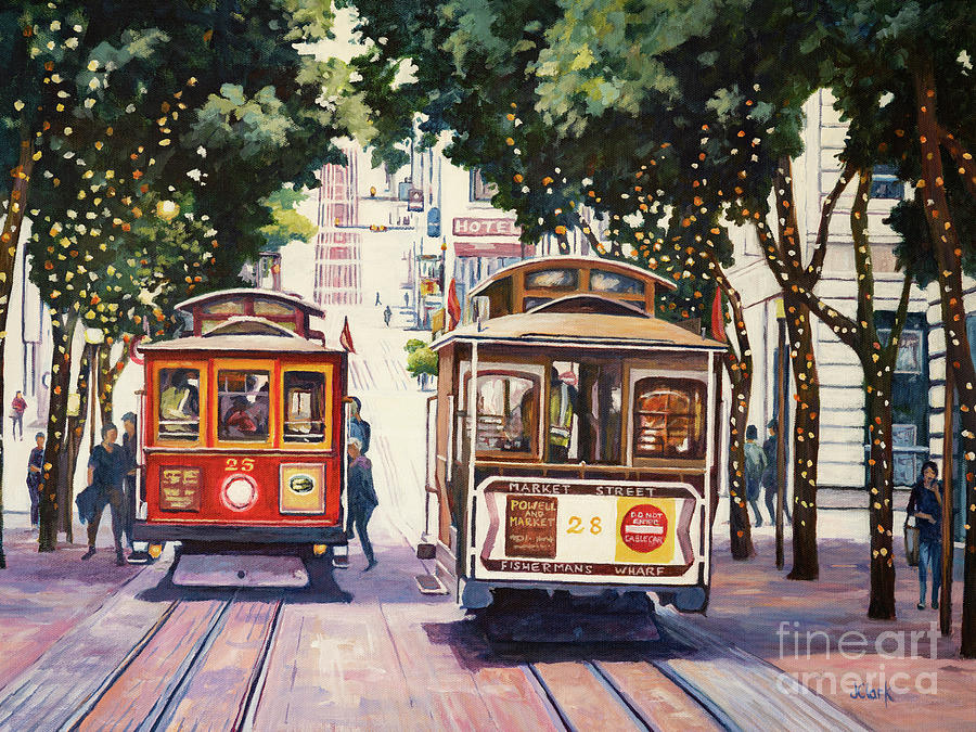 Car Painting - San Francisco Cable Cars by John Clark