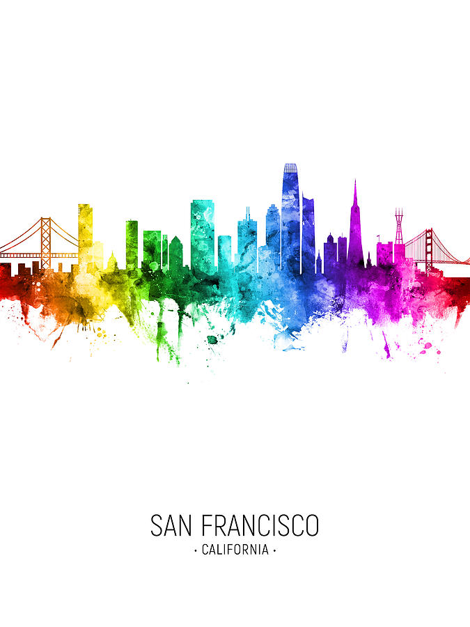 San Francisco California Skyline #41c Digital Art by Michael Tompsett