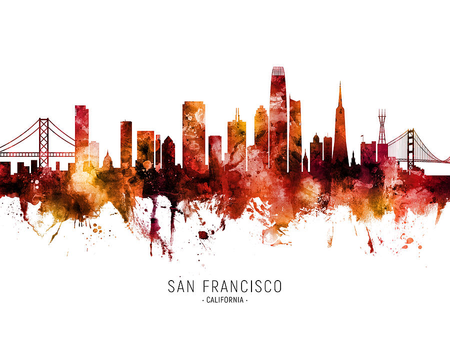San Francisco California Skyline #62c Digital Art by Michael Tompsett