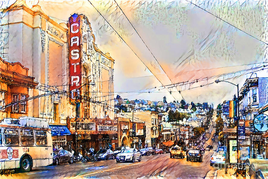 San Francisco Castro District in Vibrant Watercolor Sketch Style 20200810 Photograph by Wingsdomain Art and Photography