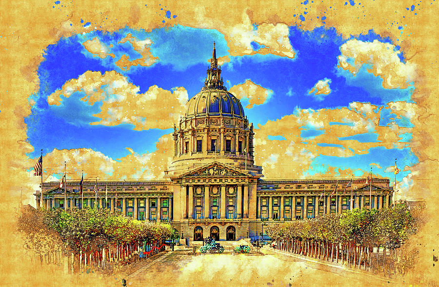 San Francisco City Hall - digital painting Digital Art by Nicko Prints