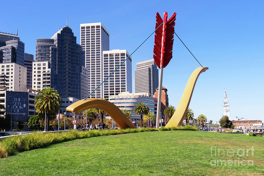San Francisco Cupids Span Sculpture At Rincon Park On The Embarcadero And DSC1830 Photograph by Wingsdomain Art and Photography