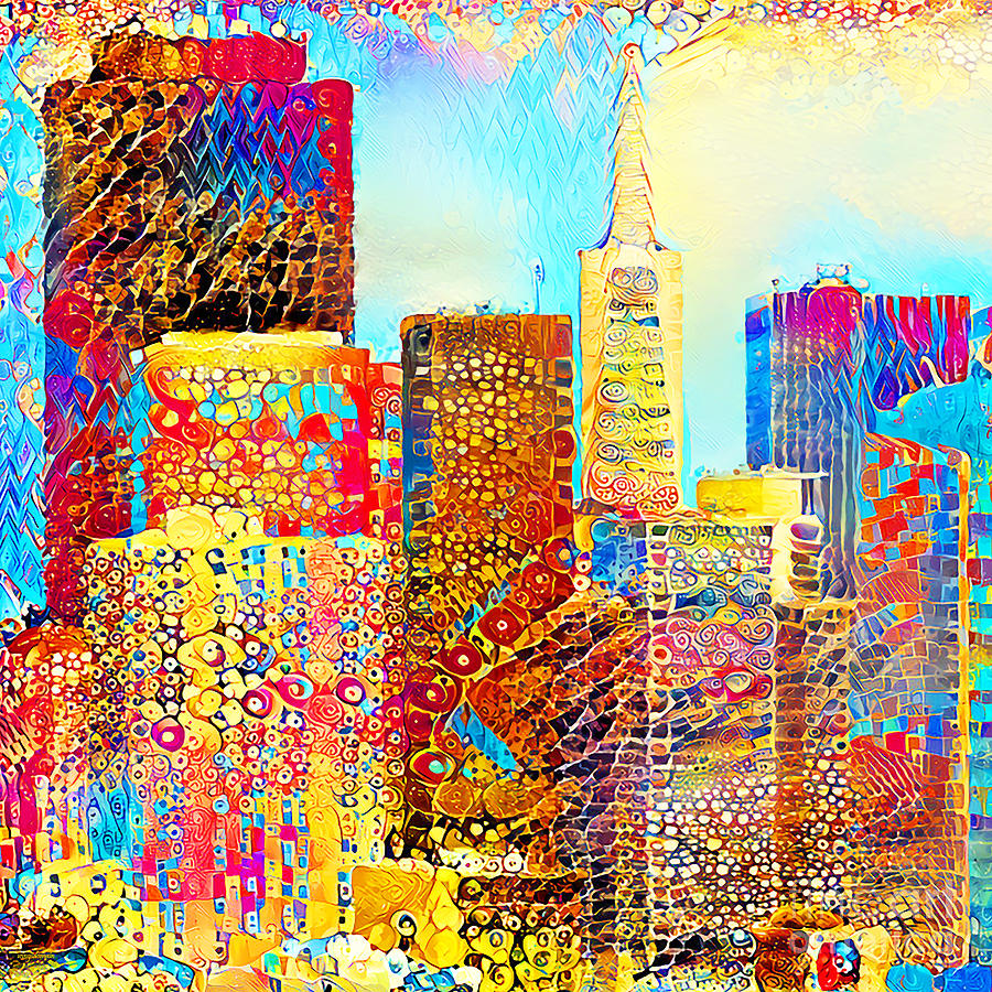 San Francisco Downtown Financial District Cityscape in a Gustav Klimt World 20210701 square Photograph by Wingsdomain Art and Photography