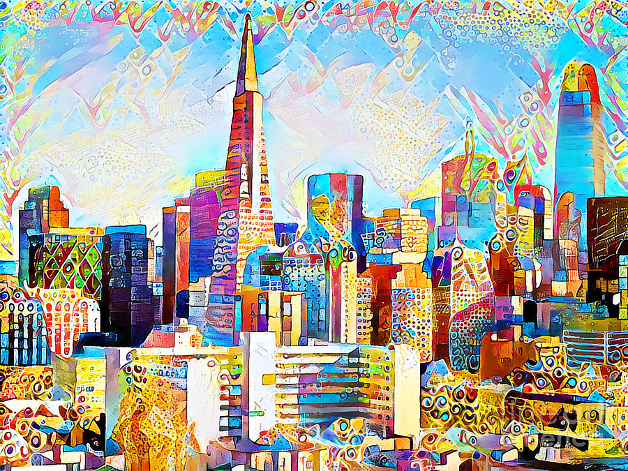 San Francisco Downtown Financial District Cityscape in Happy Vibrant Colors v3 20200425 Photograph by Wingsdomain Art and Photography