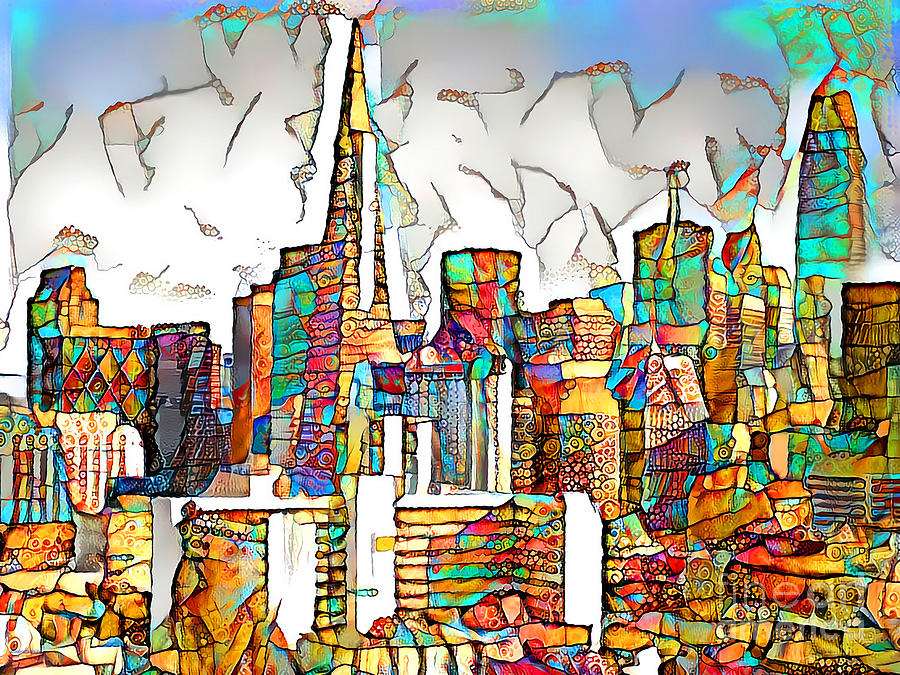 San Francisco Downtown Financial District Cityscape in Vibrant Playful Whimsical Colors 20200524 Photograph by Wingsdomain Art and Photography