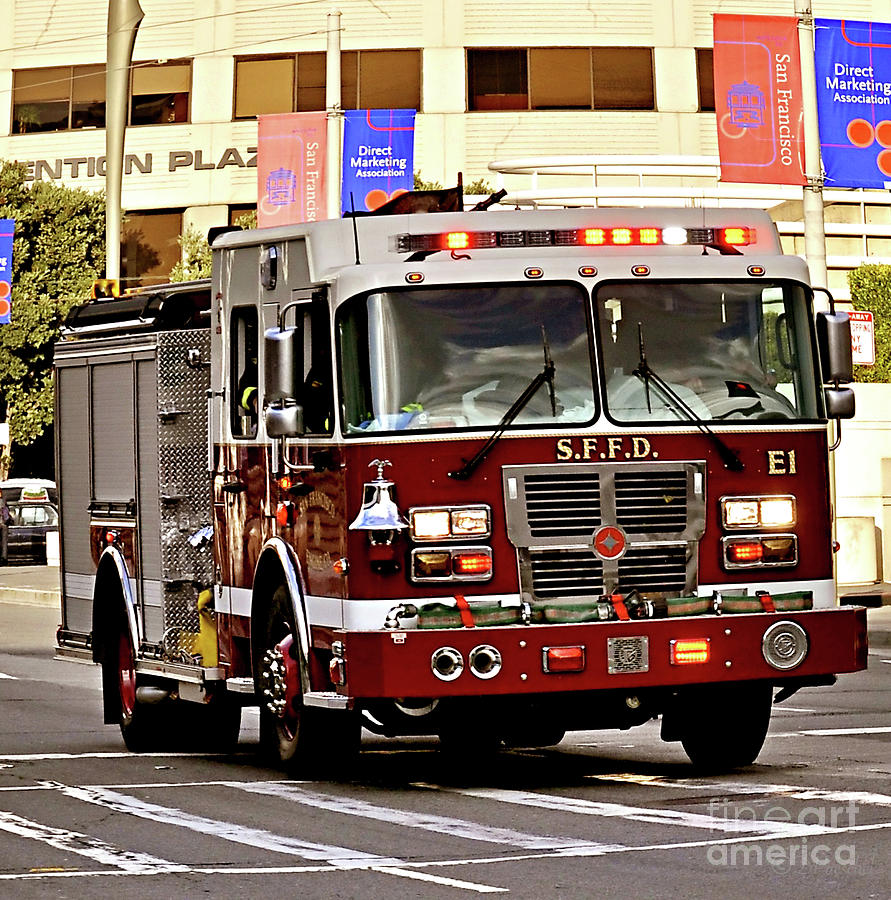 San Francisco Firemen At Work Zoom Photograph