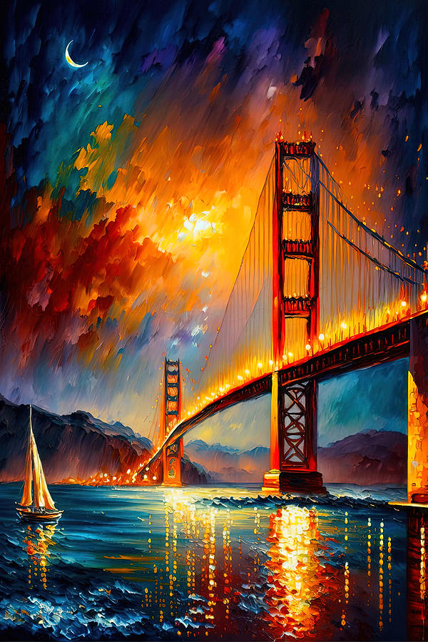 San Francisco, Golden Gate Bridge, 02 Painting by AM FineArtPrints