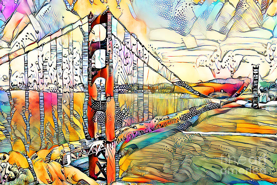 San Francisco Golden Gate Bridge in Surreal Abstract 20210112 Photograph by Wingsdomain Art and Photography