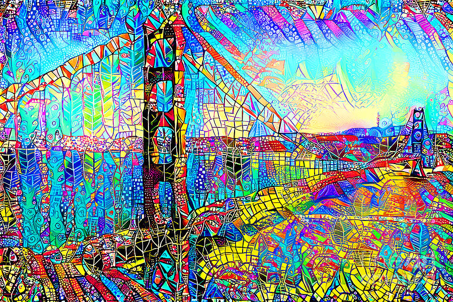 San Francisco Golden Gate Bridge in Vibrant Playful Colors 20210708 Photograph by Wingsdomain Art and Photography