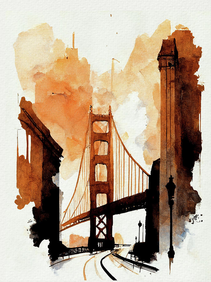 San Francisco Painting - San Francisco Golden Gate Bridge by Naxart Studio