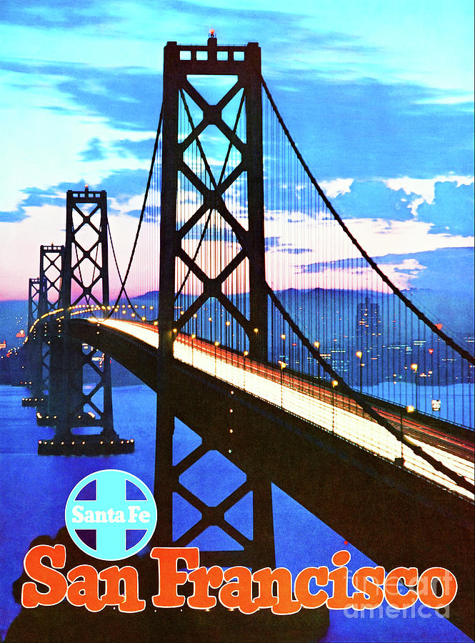 San Francisco Golden Gate Bridge Retro Vintage 1940s Travel Poster Digital Art by Peter Ogden