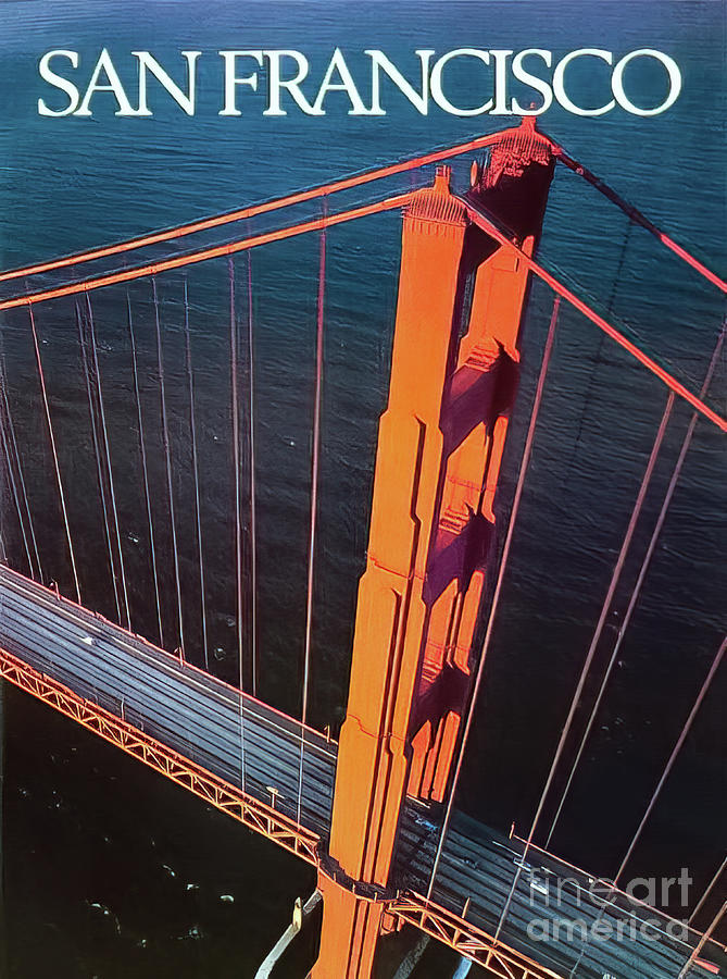 San Francisco Golden Gate Bridge Travel Poster Drawing by M G Whittingham