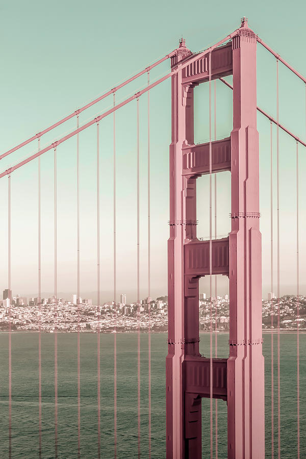 San Francisco Photograph - SAN FRANCISCO Golden Gate Bridge - urban vintage style by Melanie Viola