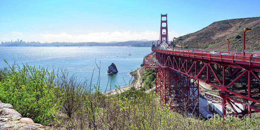 San Francisco Golden Gate Bridge Viewed From Marin County Side DSC7074 Panorama Photograph by Wingsdomain Art and Photography