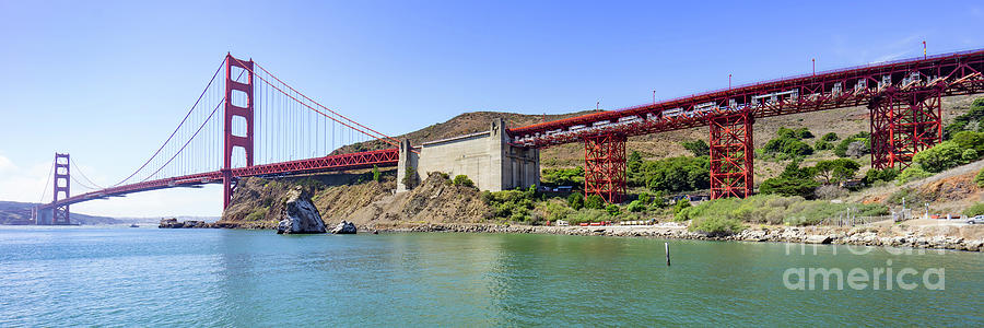 San Francisco Golden Gate Bridge Viewed From Marin County Side DSC7081 Panorama Photograph by Wingsdomain Art and Photography