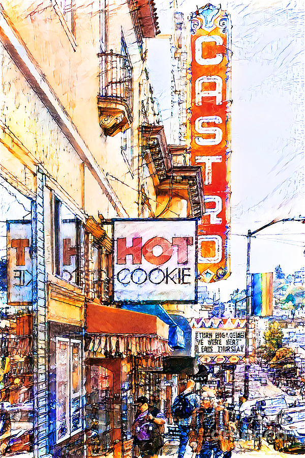 San Francisco Hot Cookie in The Castro in Vibrant Watercolor Sketch Style 20200813 Photograph by Wingsdomain Art and Photography