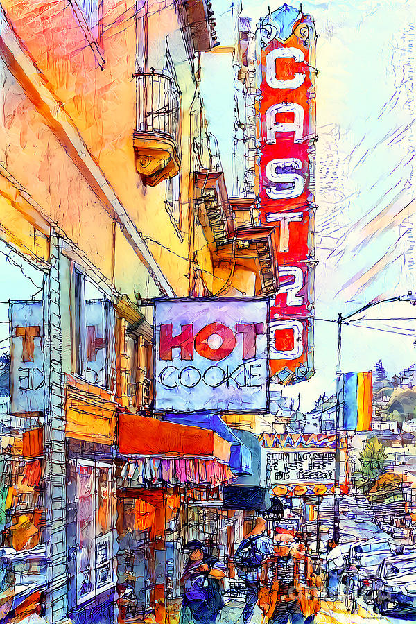 San Francisco Hot Cookie in The Castro in Vibrant Watercolor Sketch Style v2 20211103 Photograph by Wingsdomain Art and Photography