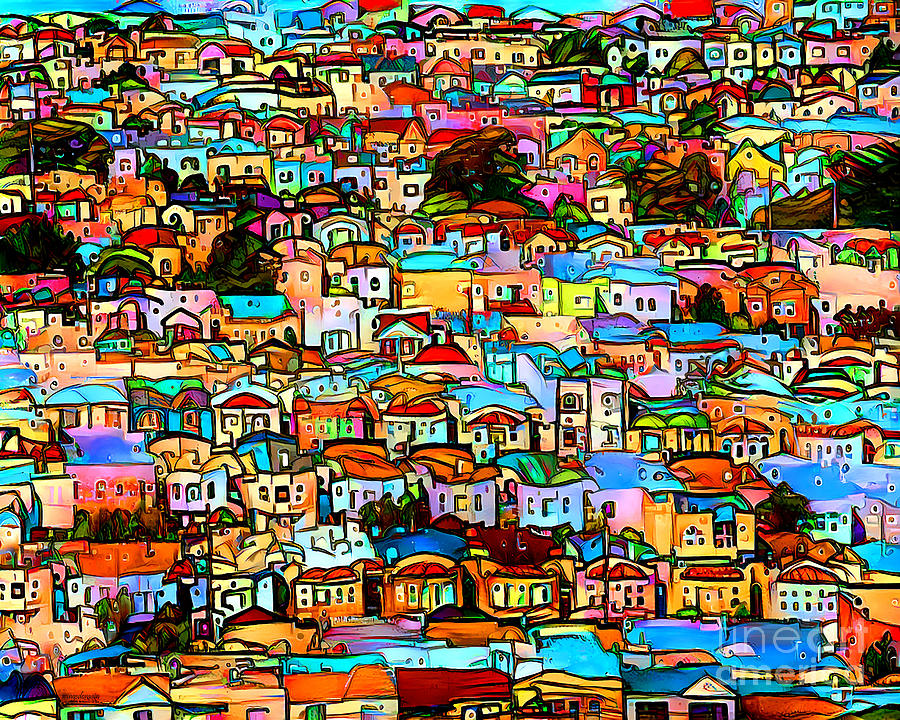 San Francisco Houses In The Hills Vibrant And Playful 20220806 Mixed Media by Wingsdomain Art and Photography