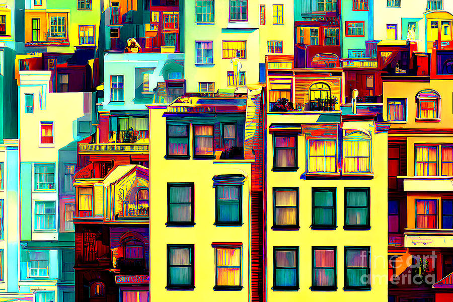 San Francisco Houses On The Hills 20221112h Mixed Media by Wingsdomain ...