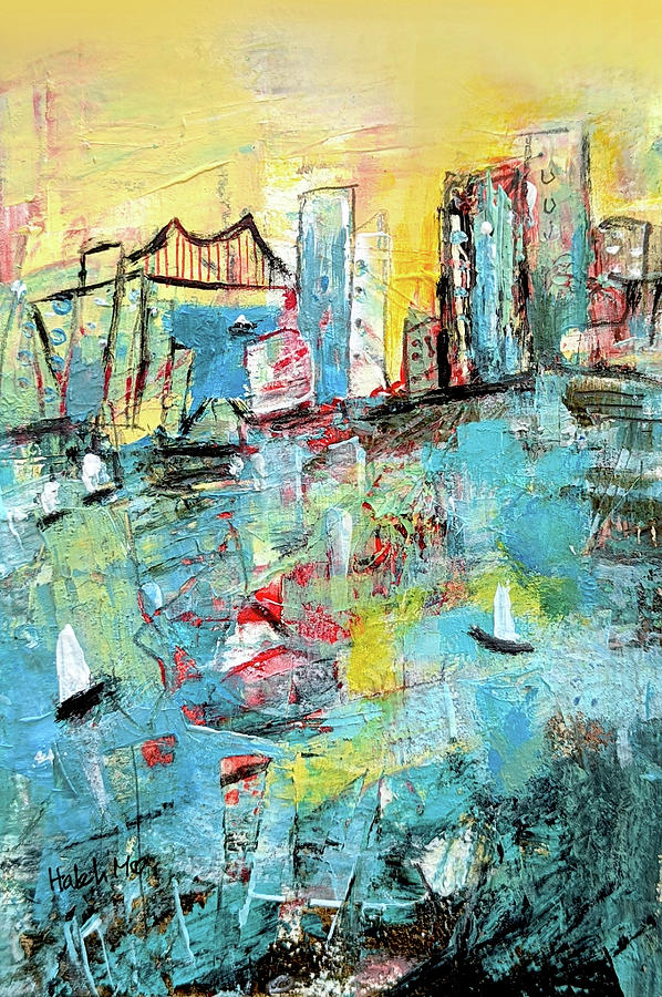 San Francisco In Sunset Painting by Haleh Mahbod