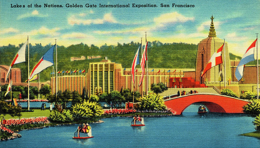 San Francisco Lakes of the Nations Golden Gate International Exposition Treasure Island 1939 Deco Painting by Peter Ogden