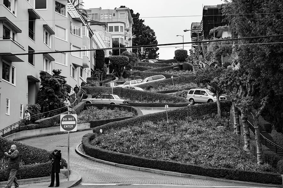 San Francisco Photograph - San Francisco Lombard Street In Black and White by Gregory Ballos