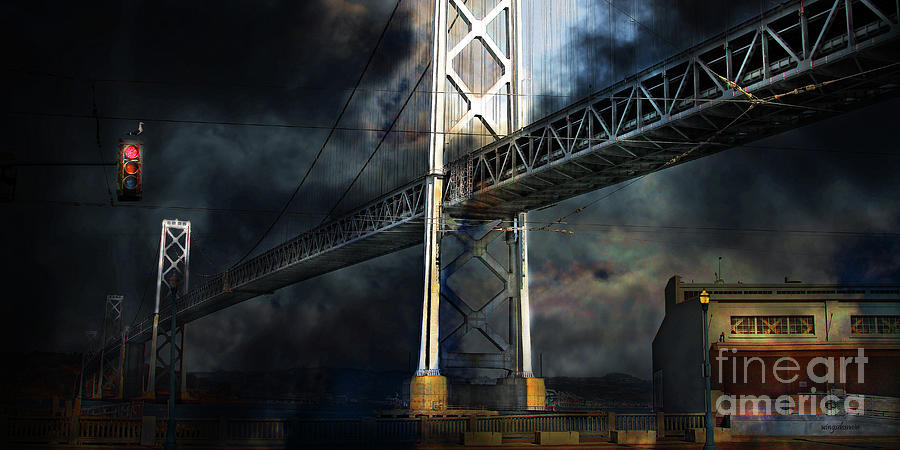 San Francisco Nights At The Bay Bridge 7D7748 Long Photograph by Wingsdomain Art and Photography