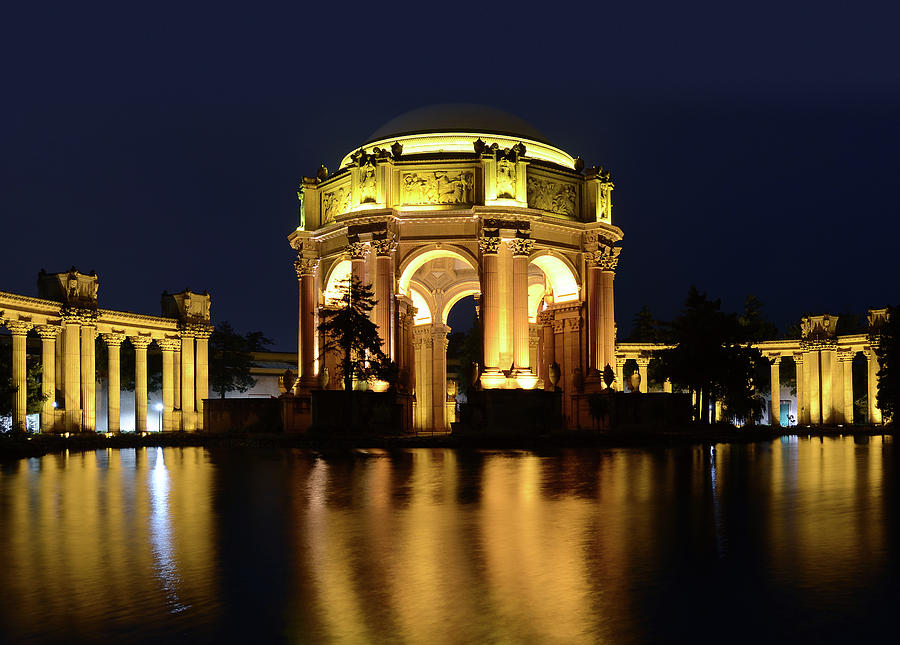San Francisco - Palace of Fine Arts at night Photograph by Carlos Alkmin