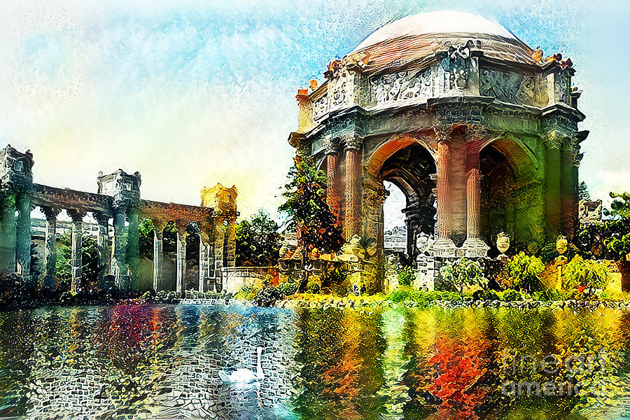 San Francisco Palace of Fine Arts Painterly Style 20211103a Photograph by Wingsdomain Art and Photography